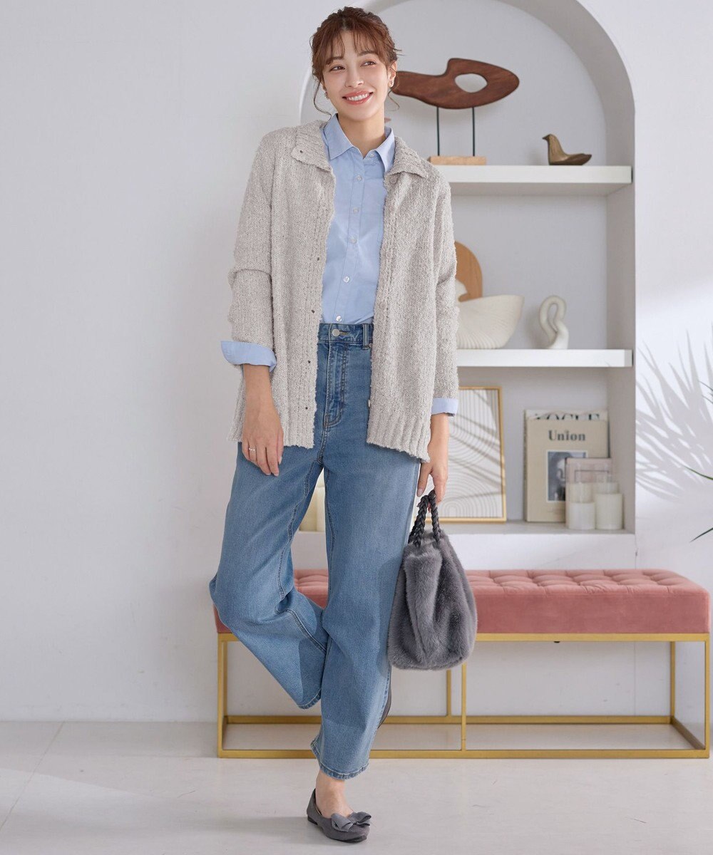 Tiaclasse 【着丈が選べる】ハイネックブークレカーディガン 