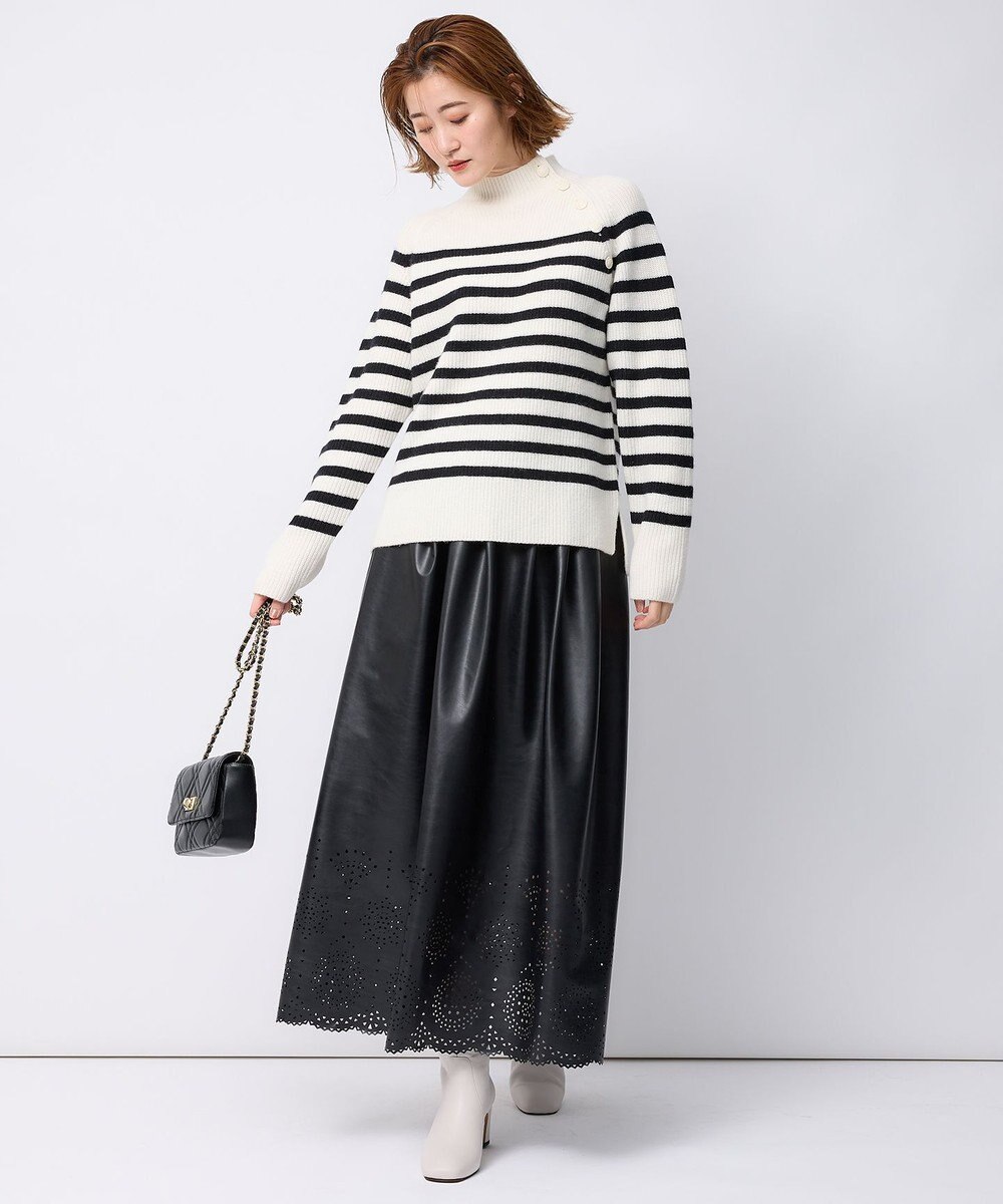 23区 S 【洗える】ウールカシミヤ パネルボーダー ニット 