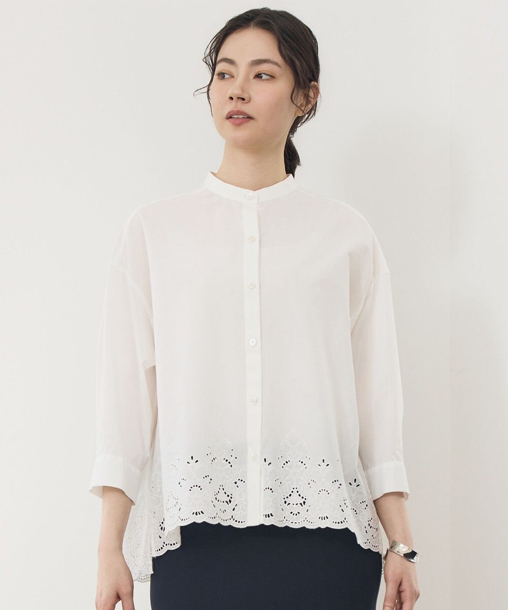 自由区 エンブロイダリーブロードバンドカラー ブラウス 