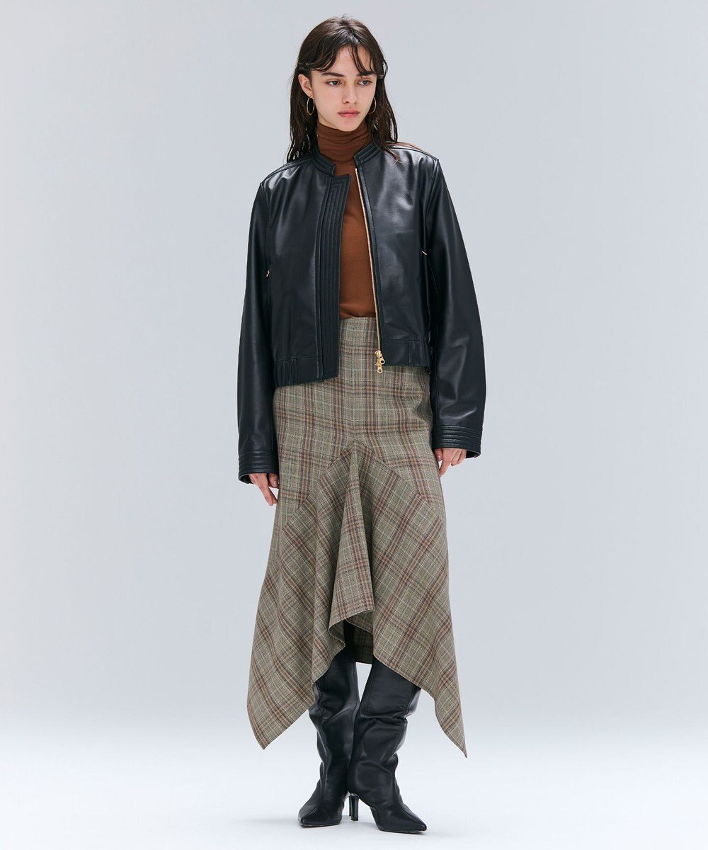 BEIGE， 【andGIRL 秋号掲載】CLYDE / ステッチデザインラムレザーブルゾン 