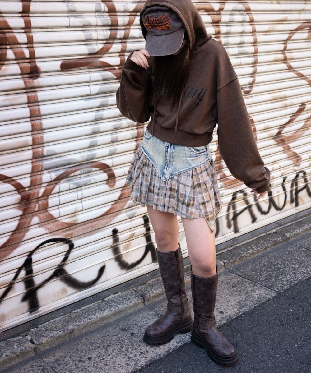 WEGO エンジェルプリントショートプルパーカー 