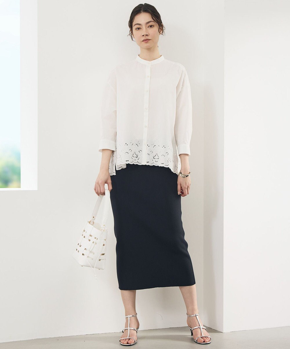 自由区 エンブロイダリーブロードバンドカラー ブラウス 