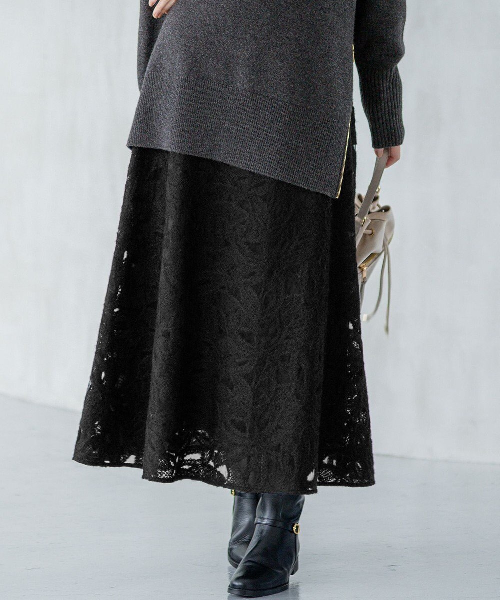 23区 【GOLD LABEL】チュールヘアリーエンブロイダリー スカート 