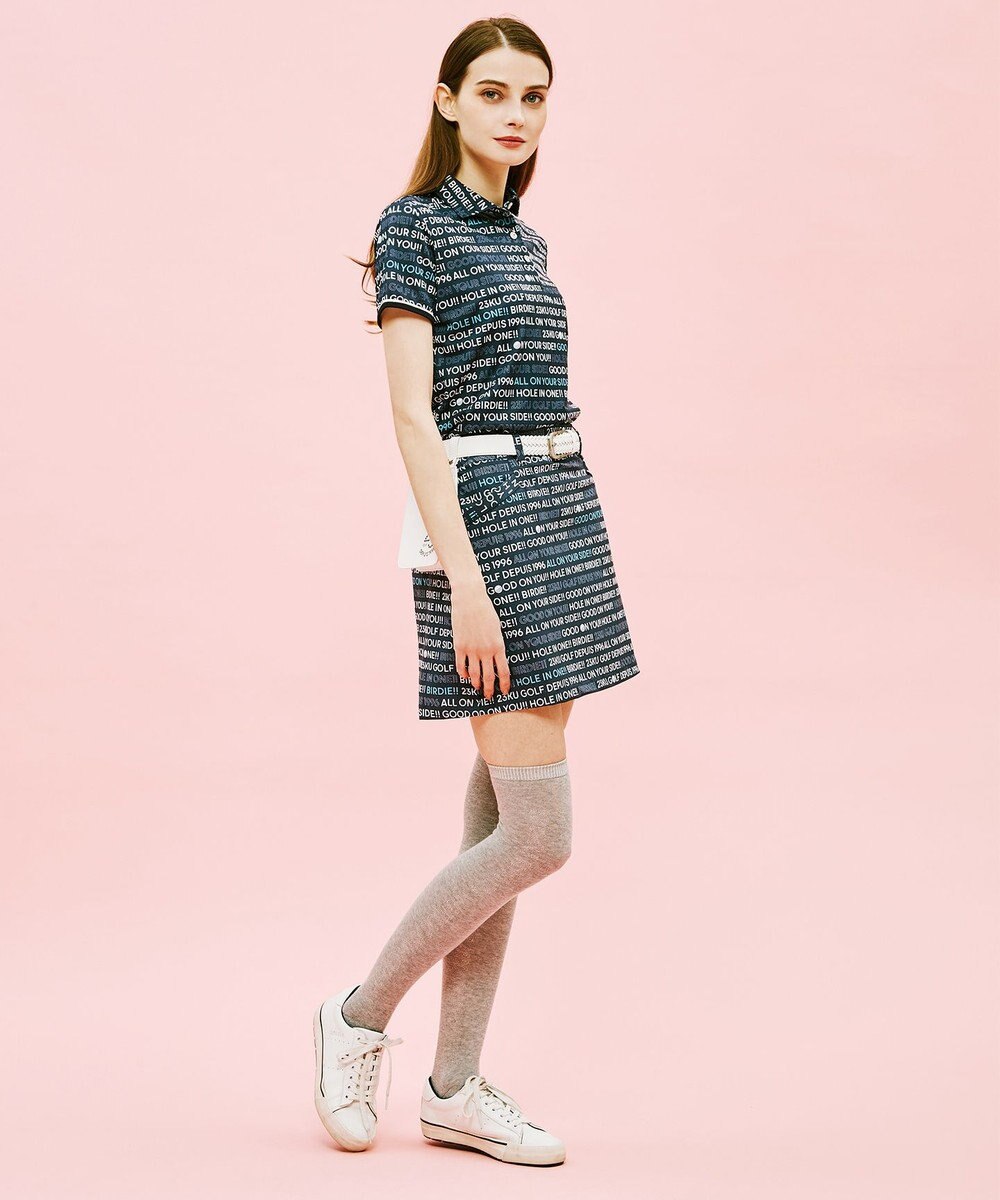 23区GOLF 【WOMEN】【吸水速乾/UVケア】ロゴプリント カノコ 半そで ポロシャツ 