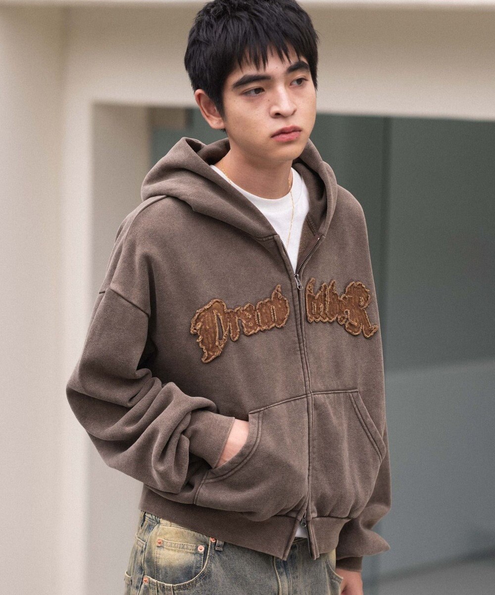 WEGO 【ユニセックス着用ITEM/MLサイズ展開】ショートグラフィックZIPパーカー 