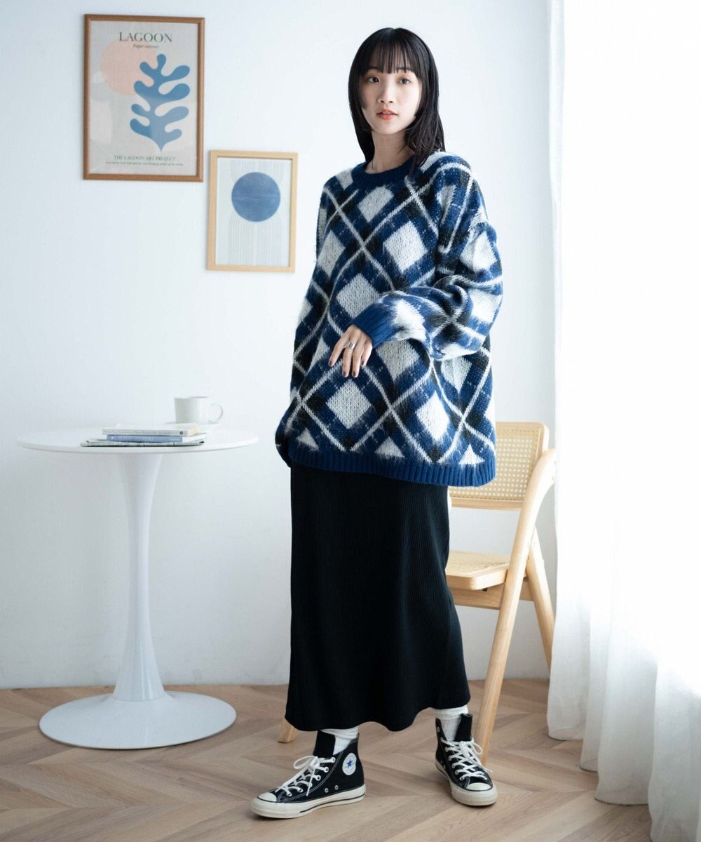 WEGO モヘアライク総柄BIGプルオーバー 