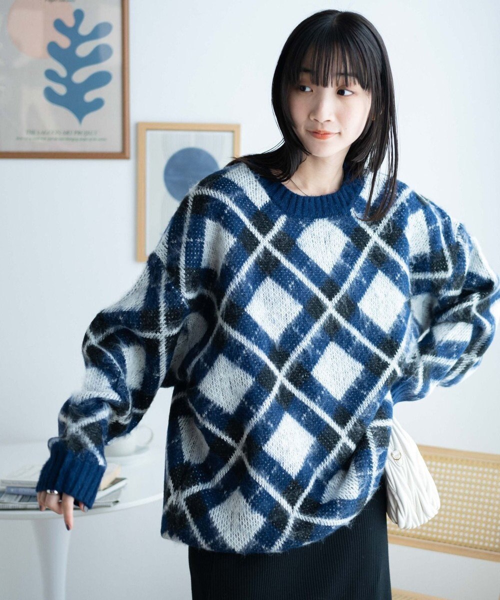 WEGO モヘアライク総柄BIGプルオーバー 