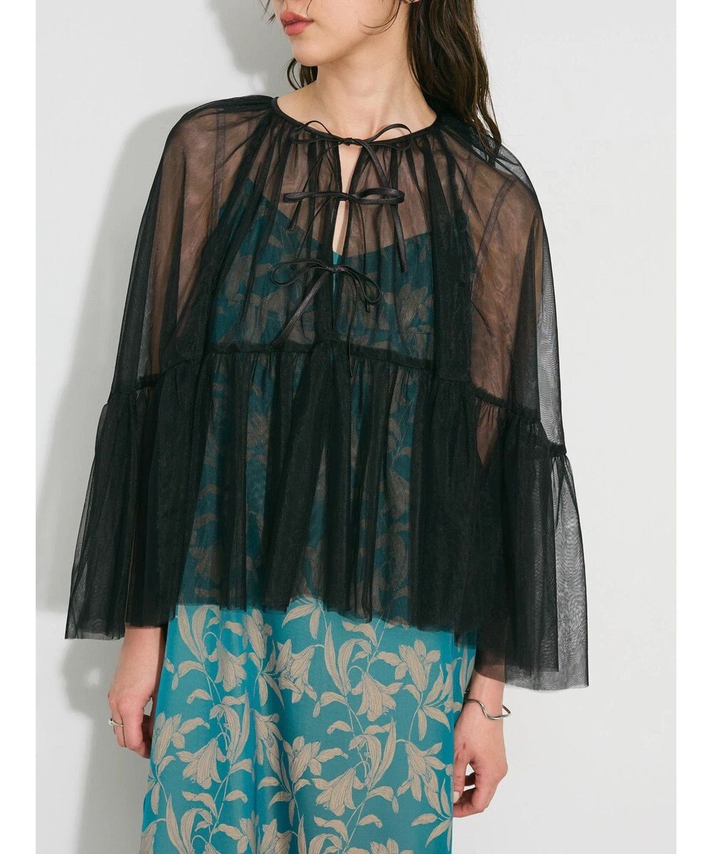Green Parks リボンチュールデザインブラウス 