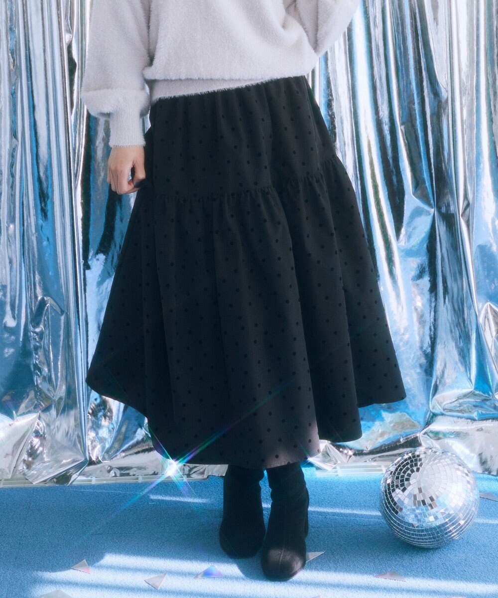 earth music&ecology ウエストシャーリングティアードスカート 