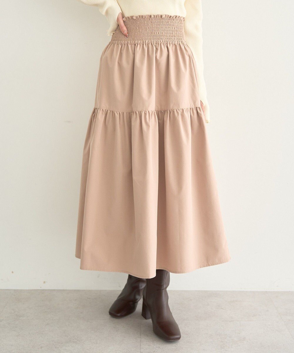 earth music&ecology ウエストシャーリングティアードスカート 