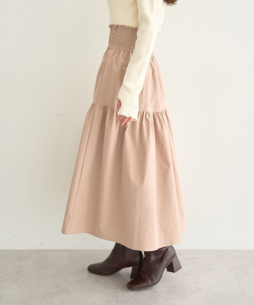 earth music&ecology ウエストシャーリングティアードスカート 