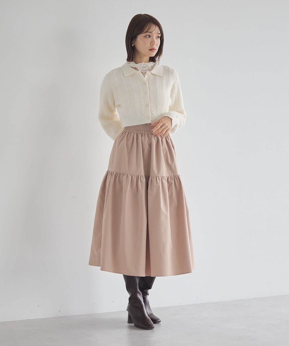 earth music&ecology ウエストシャーリングティアードスカート 