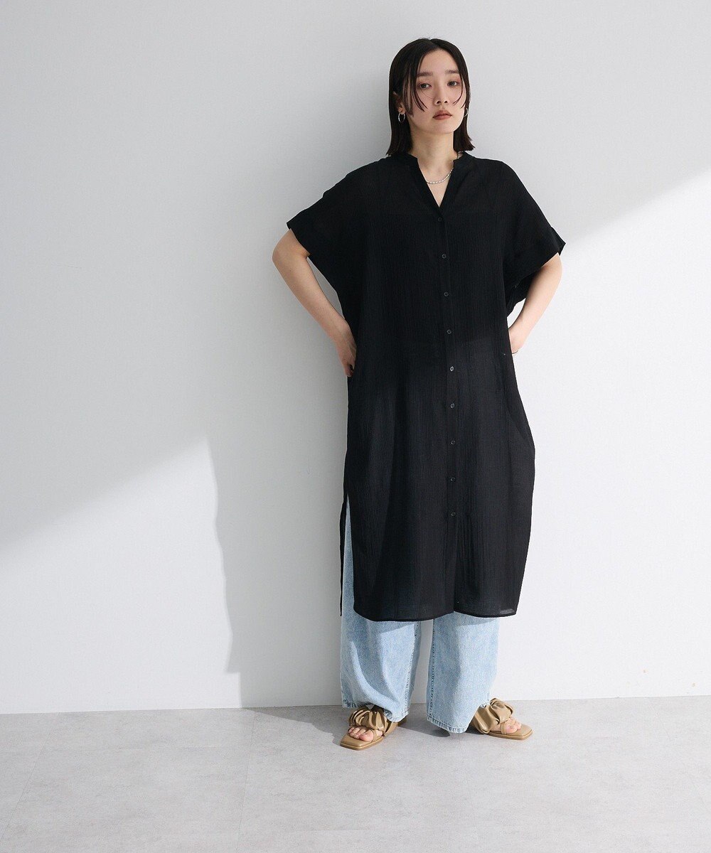 Green Parks 半袖シアーシャツワンピース 