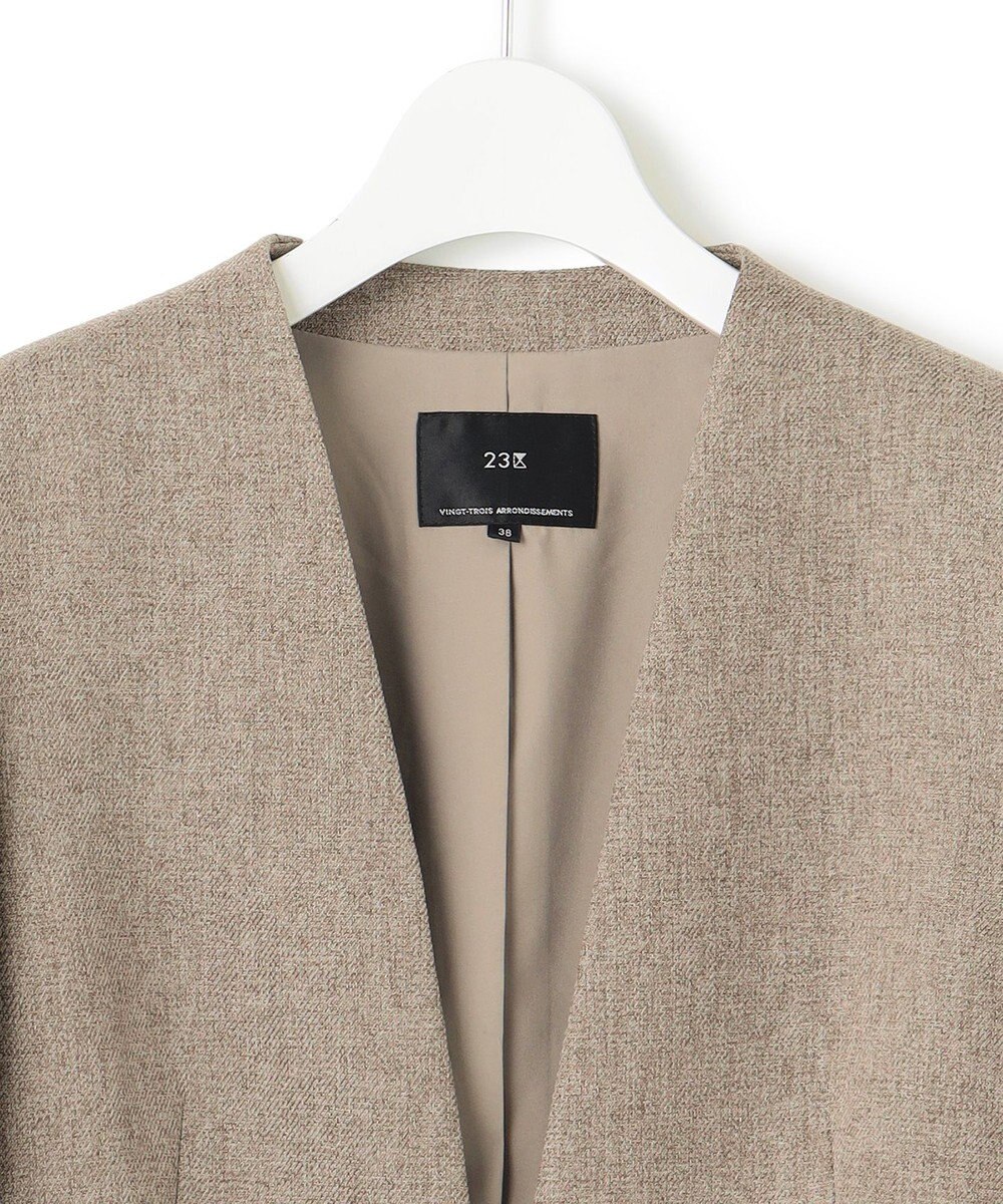 23区 【洗える】ウールライクカルゼ ノーカラー ジャケット 