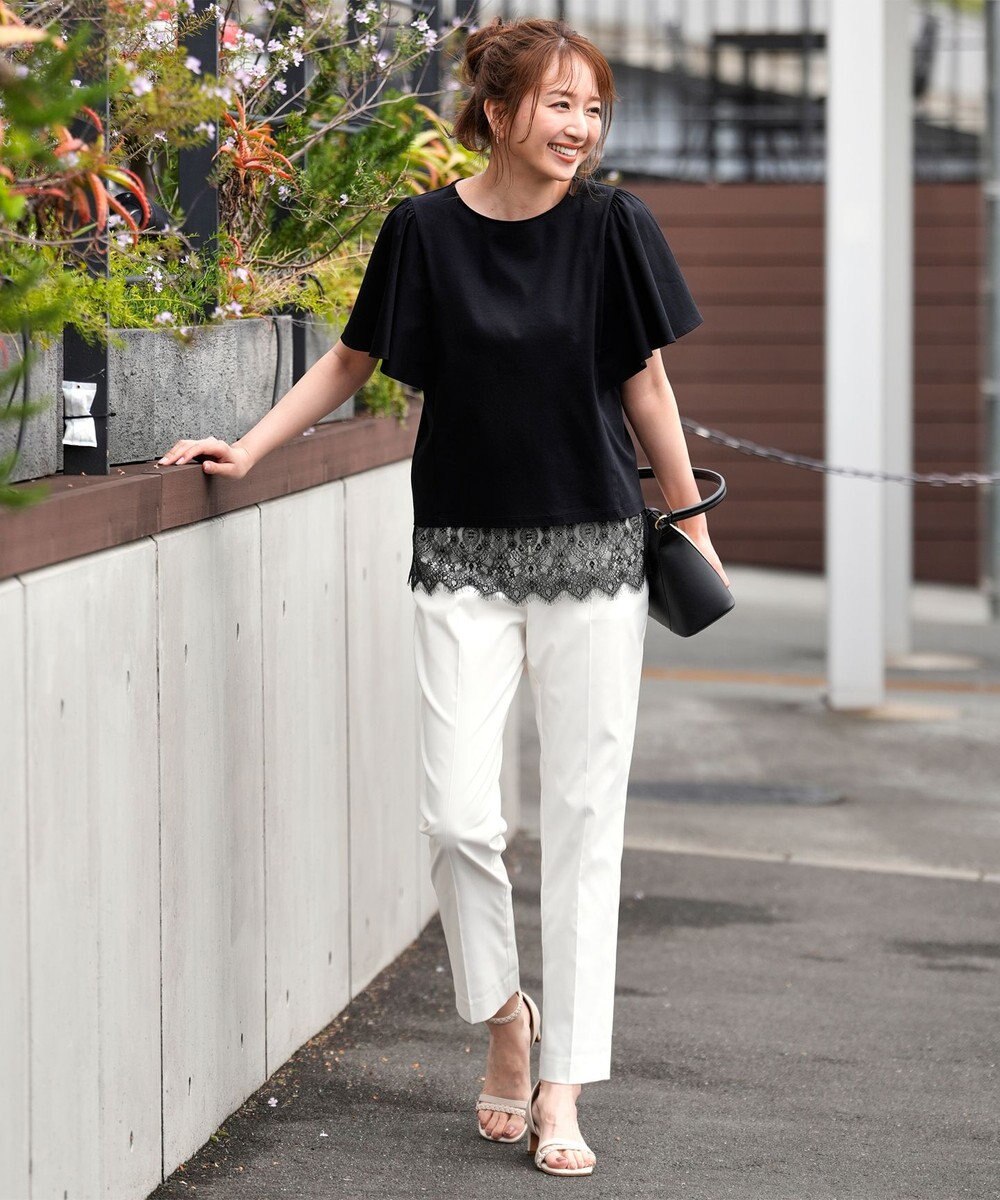 ANY SIS 【シルクタッチさら魅せTシャツ】袖フレア プルオーバー 