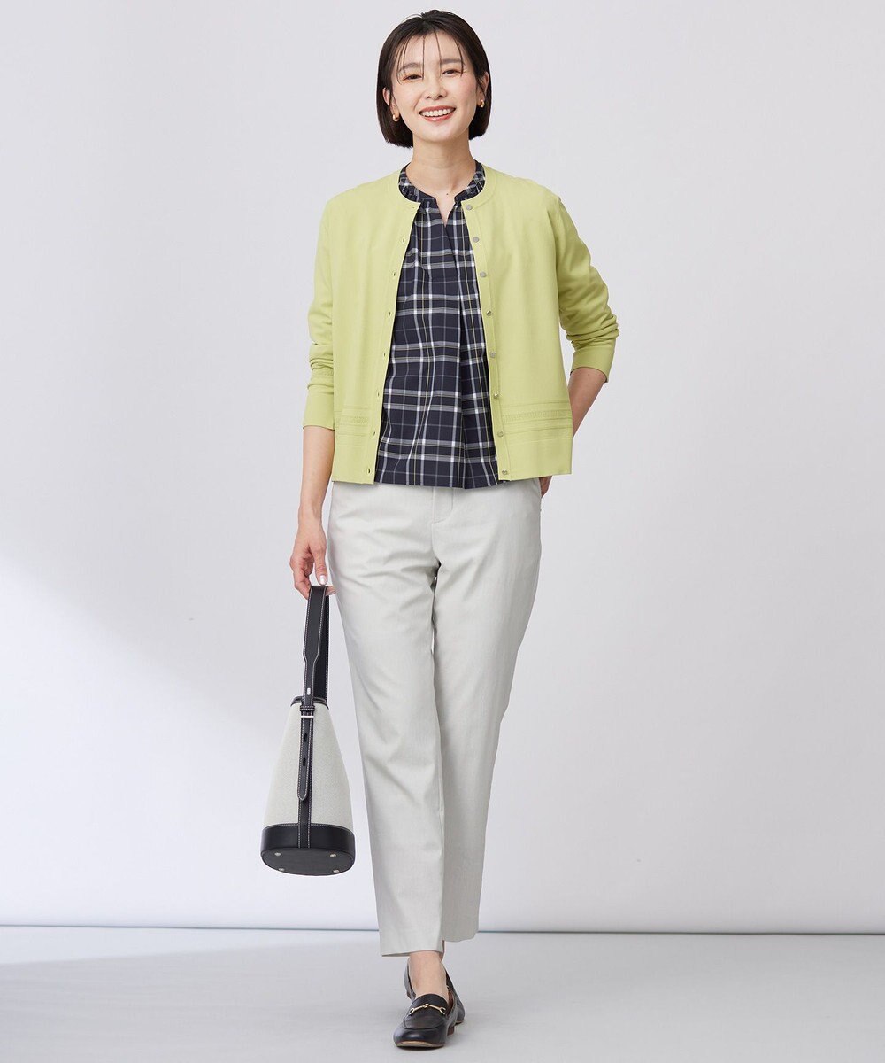 J.PRESS LADIES 【セットアップ対応・洗える】セルロースリネンストレッチ テーパード パンツ 