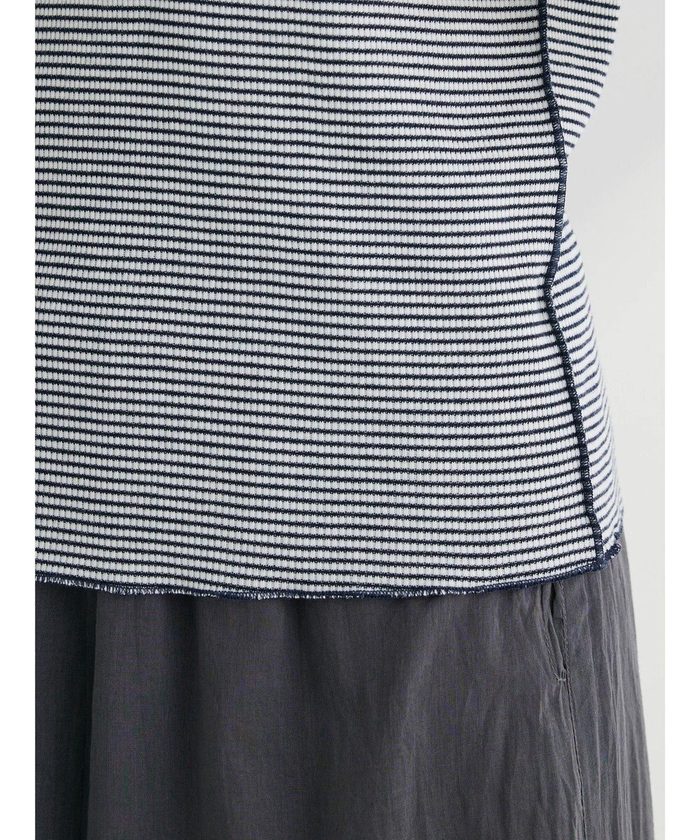 Green Parks メローリブ５分袖ボーダープルオーバー 