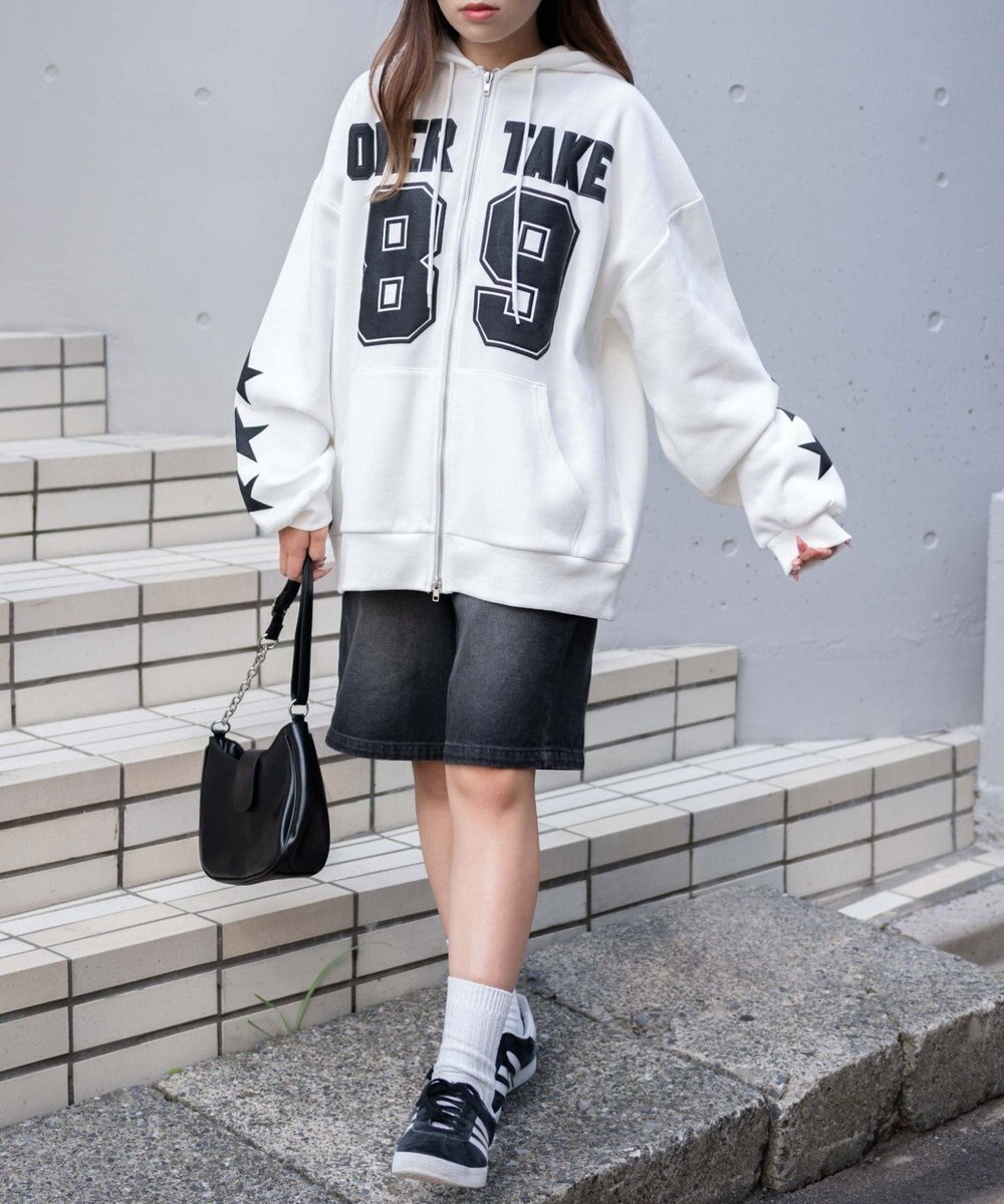 WEGO ナンバリング裏起毛BIGジップパーカー 