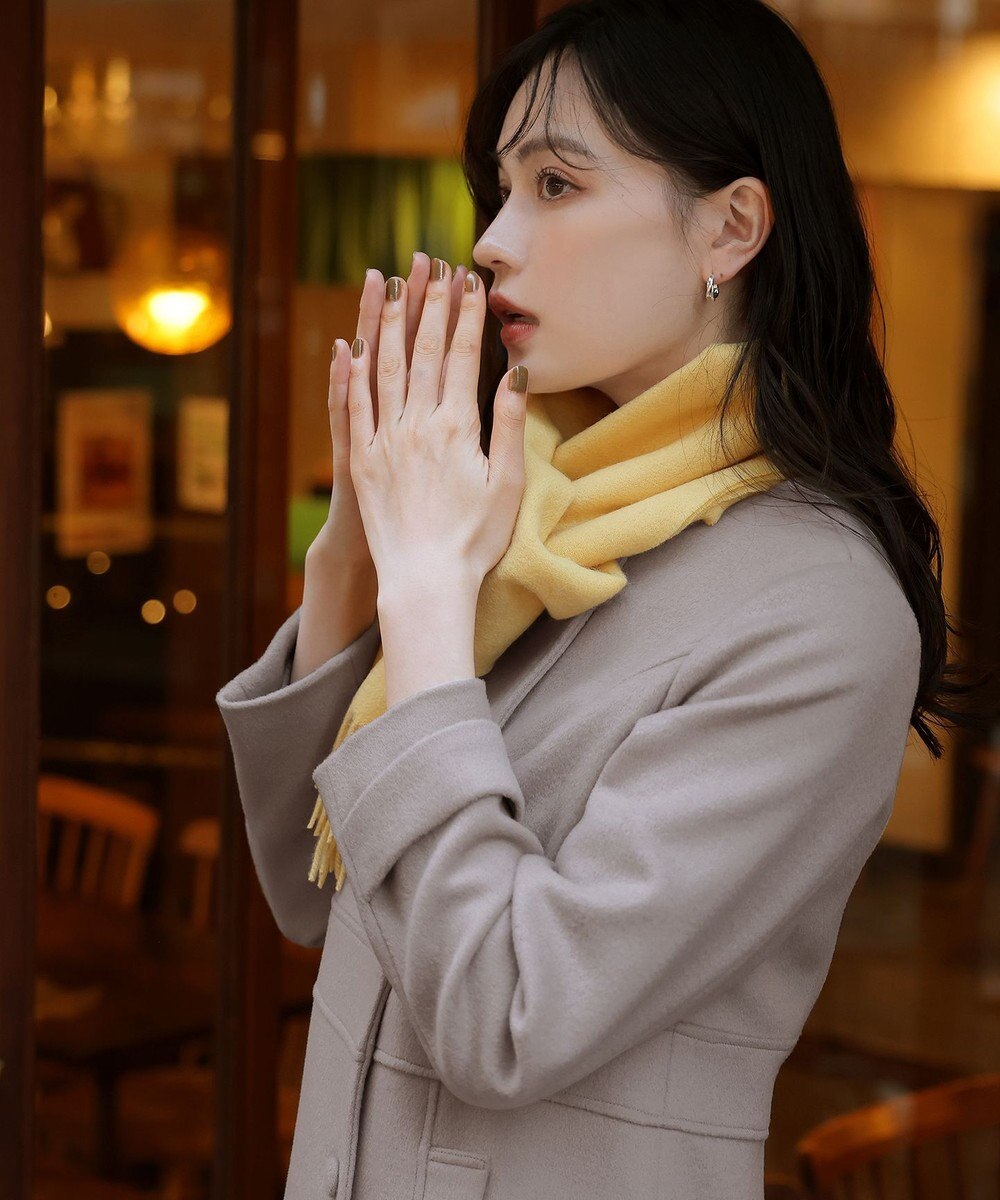 Tiaclasse L 【ウール95%】ノーカラー包みボタンAラインコート 