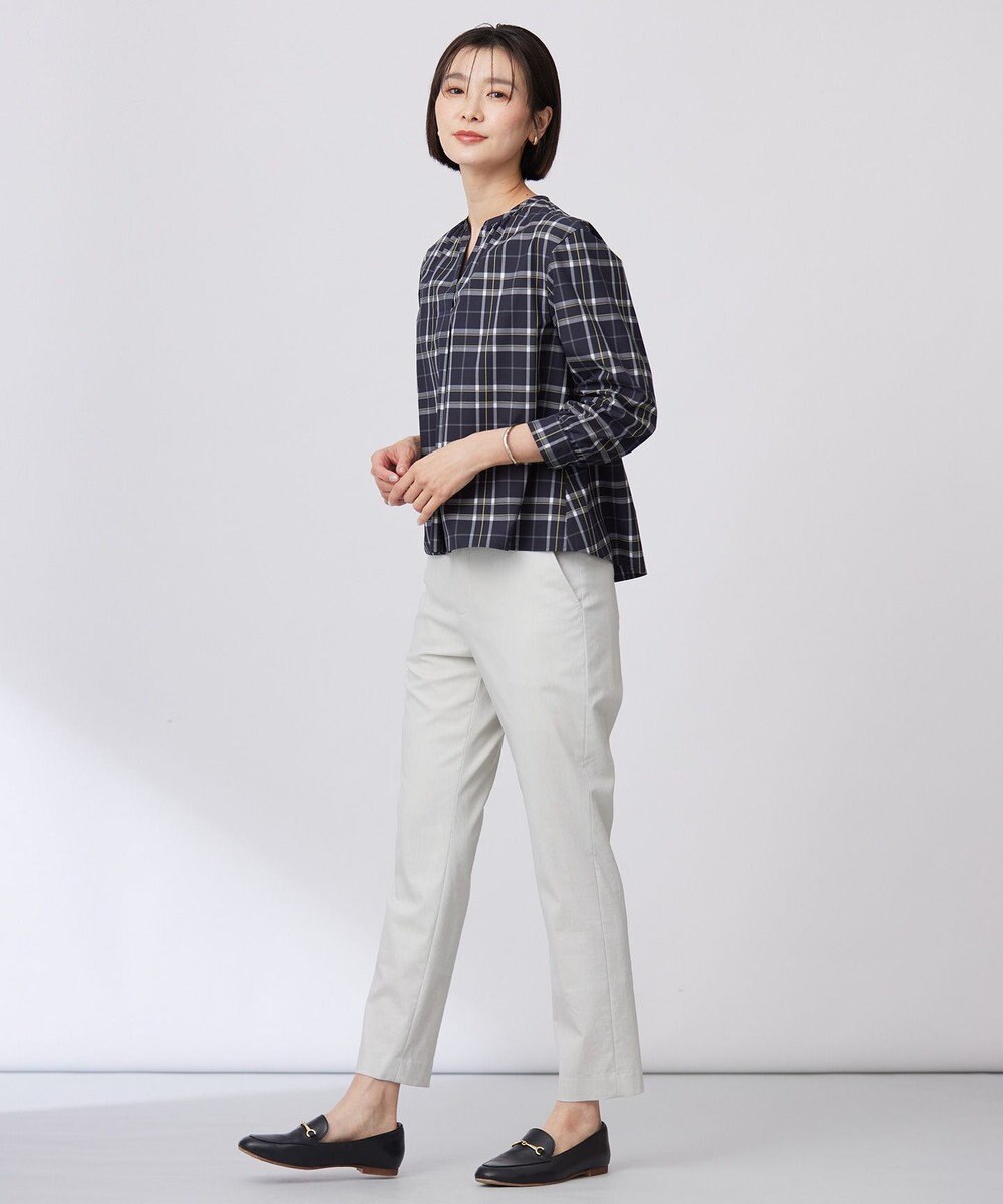 J.PRESS LADIES 【セットアップ対応・洗える】セルロースリネンストレッチ テーパード パンツ 