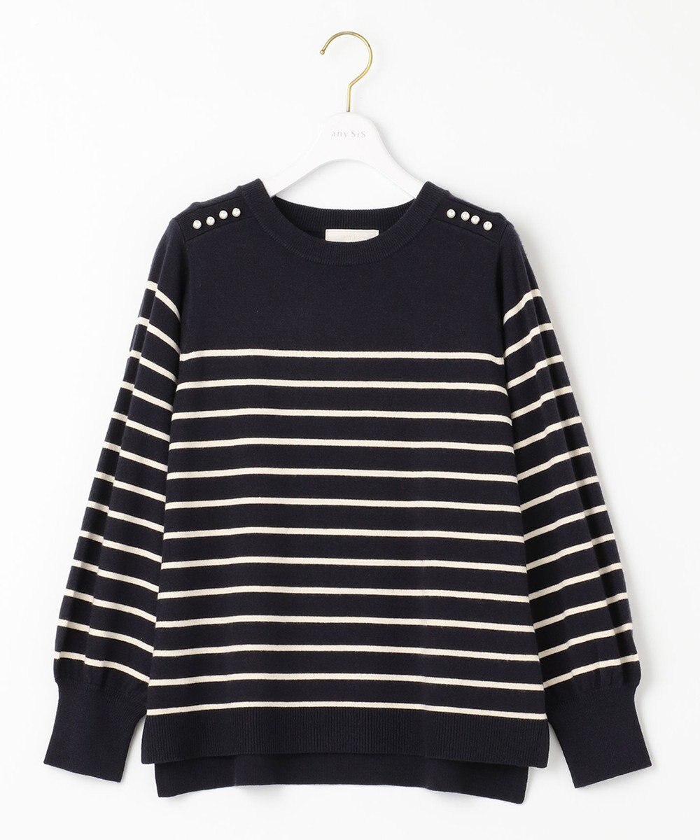 ANY SIS 【Oggi1月号掲載】ショルダーパール調 ニット 