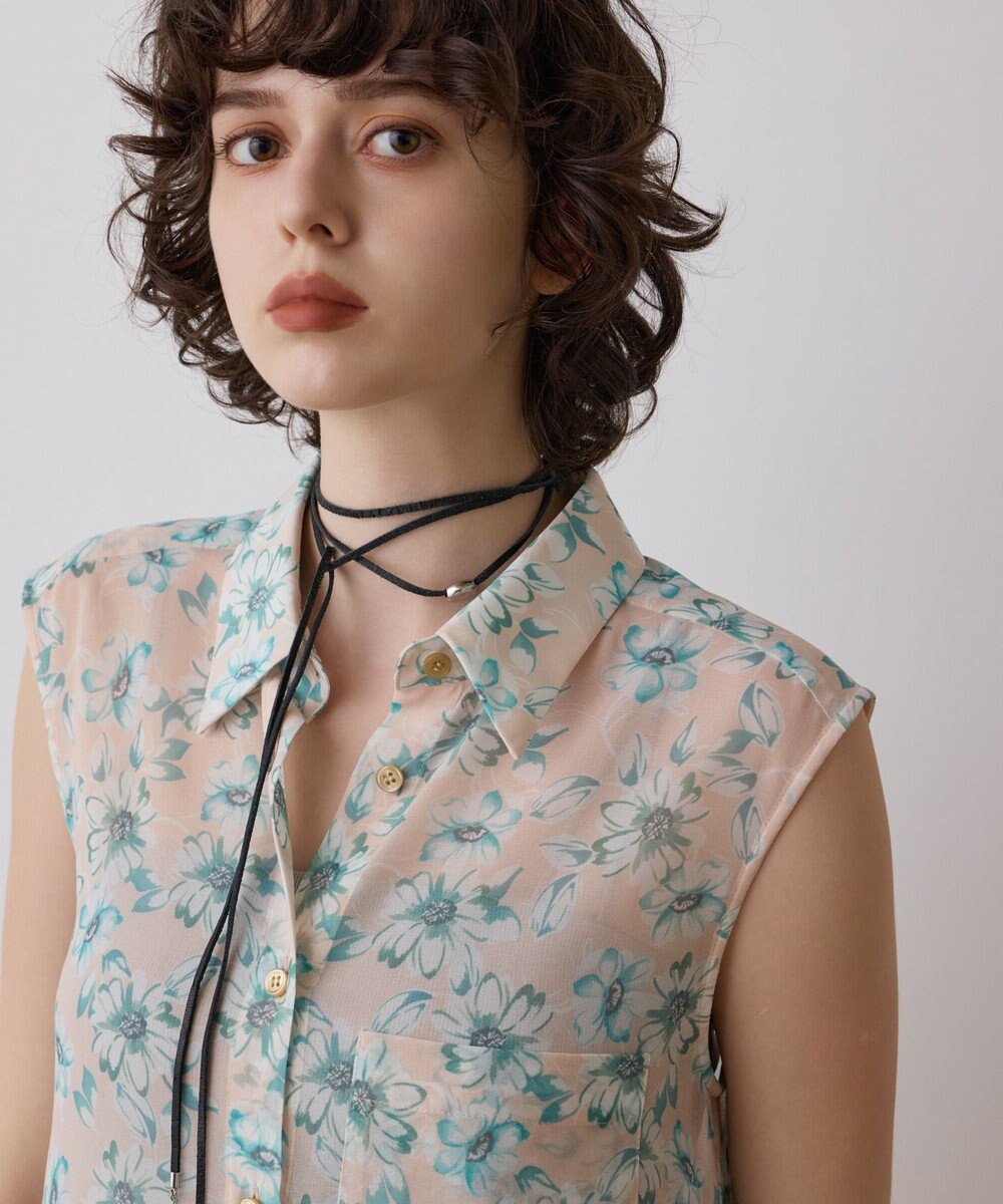 GRACE CONTINENTAL フラワーロングシャツ 