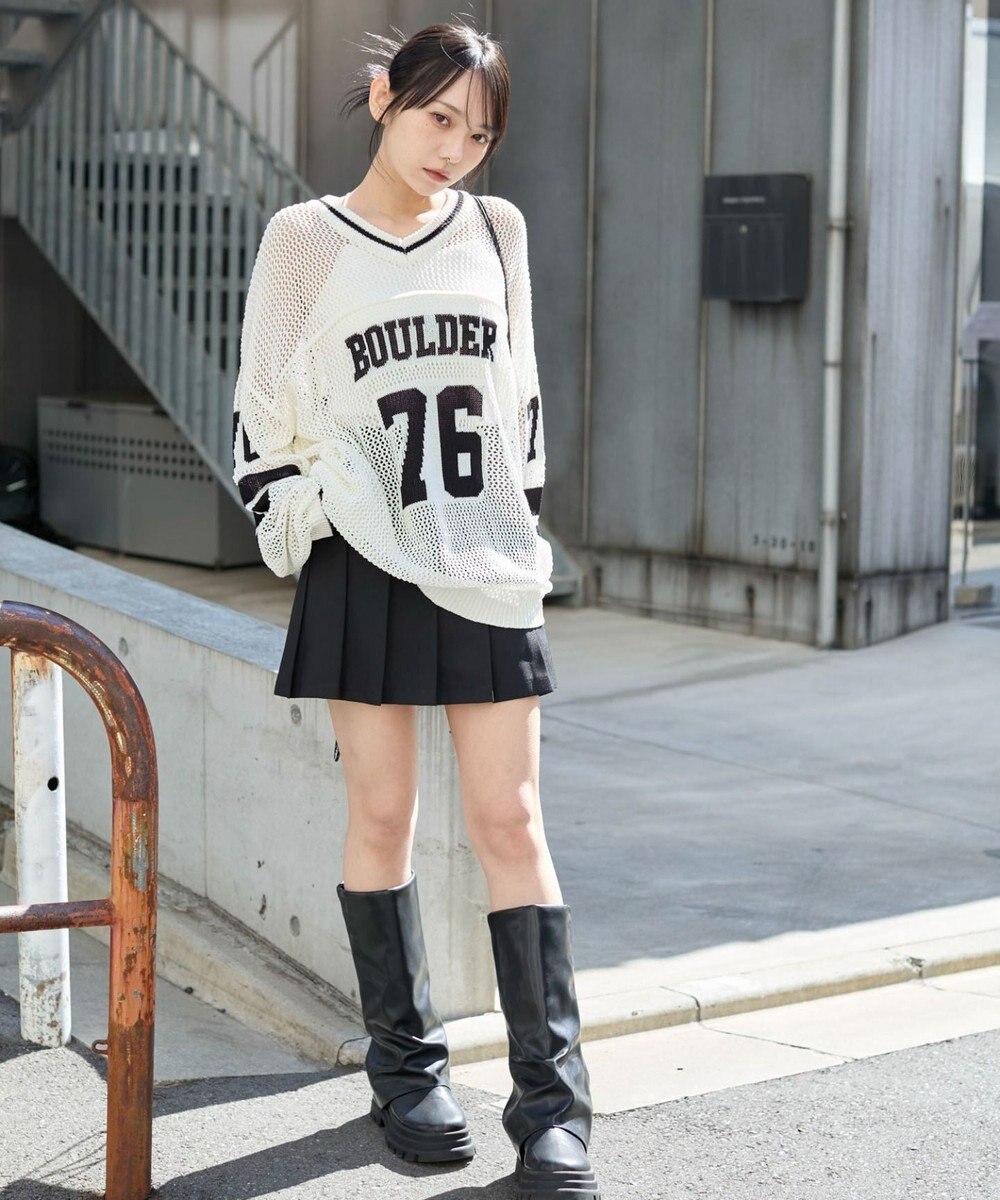 WEGO ナンバリングメッシュニットプルオーバー 