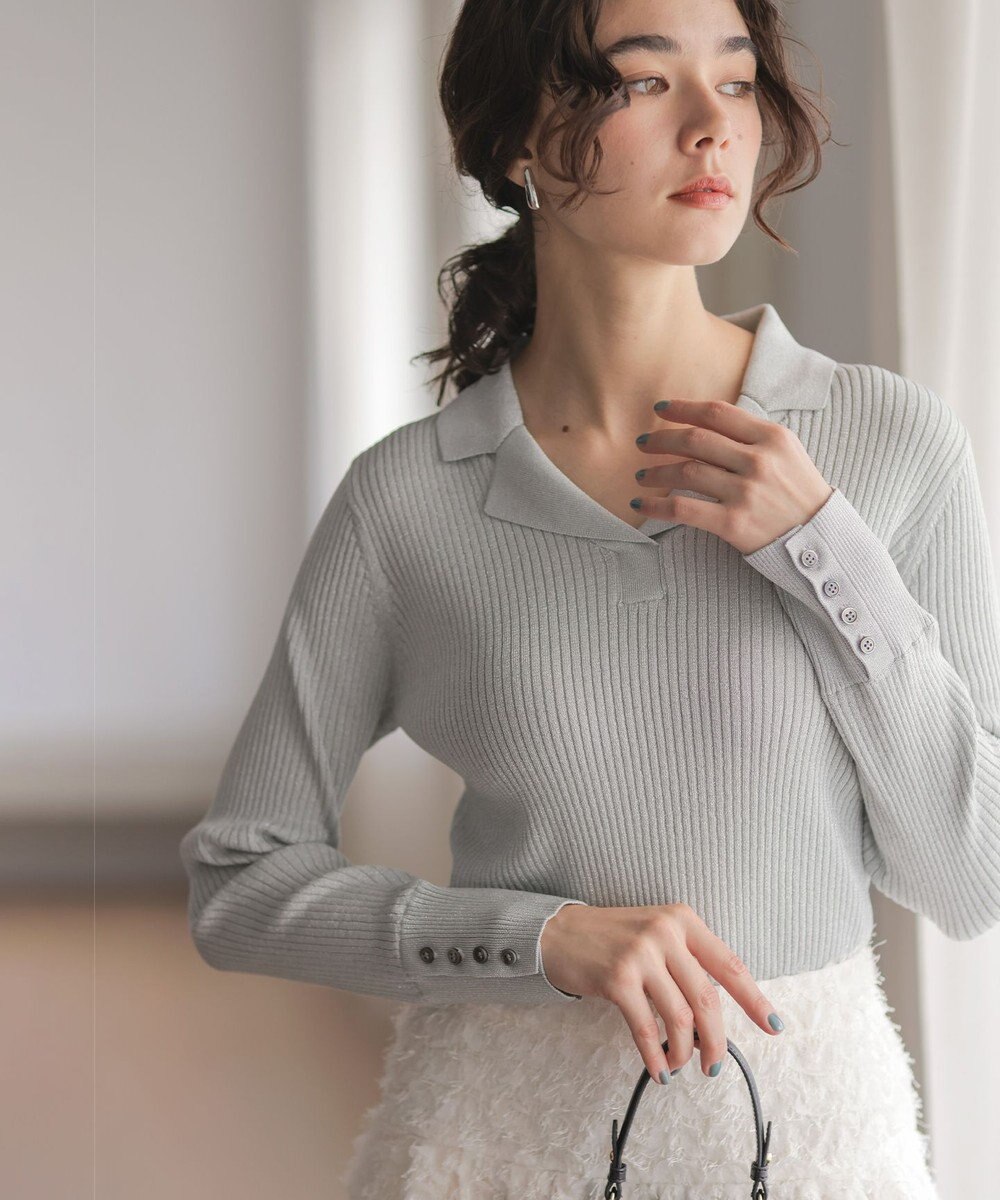 組曲 ラメリブポロ襟 ニット 