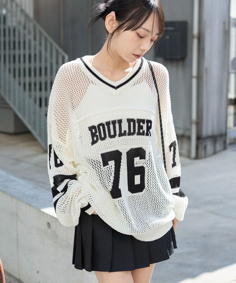 WEGO ナンバリングメッシュニットプルオーバー 