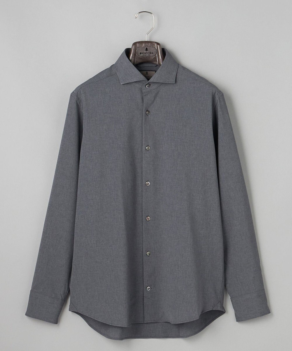 GOTAIRIKU 【シワになりにくい/ストレッチ/洗える】ウールライク シャツ_カッタウェイカラー 