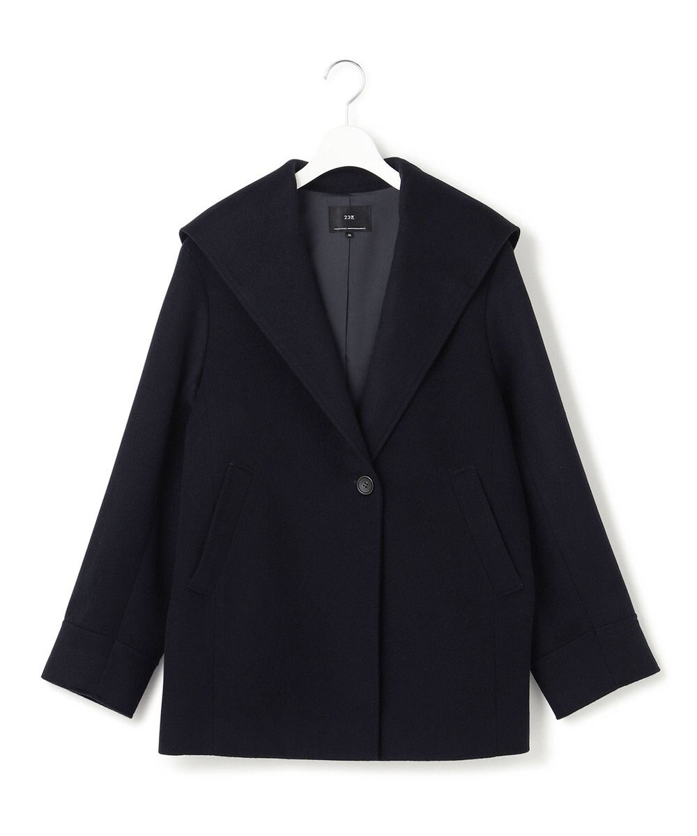 23区 【CLASSY.1月号掲載】ウールカシミヤビーバー フード付き ショートコート 