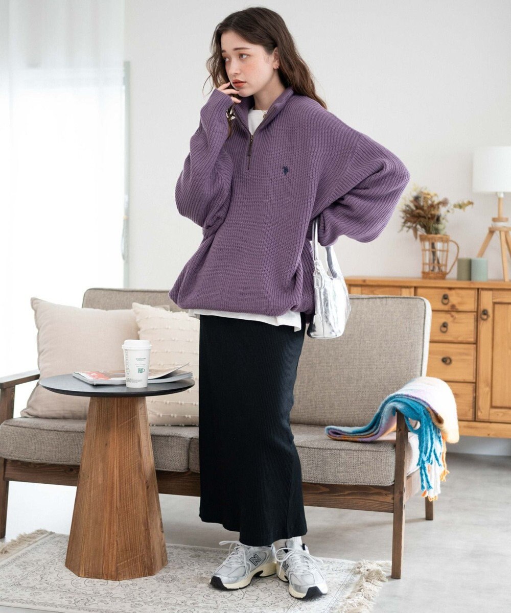 WEGO U.S. POLO ASSN.|別注畔編みハーフジップセーター 