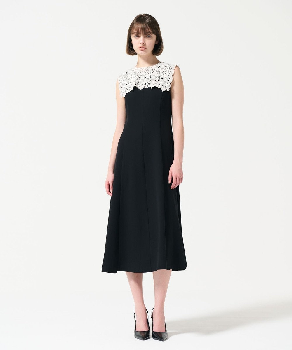 GRACE CONTINENTAL 刺繍カラー付ドレス ブラック