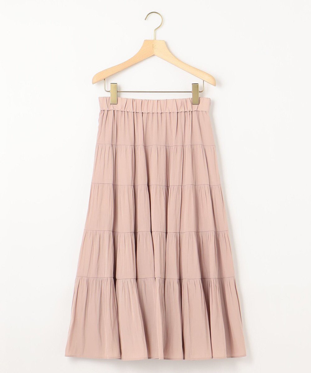 組曲 ギャザーライトデシン ティアードスカート 