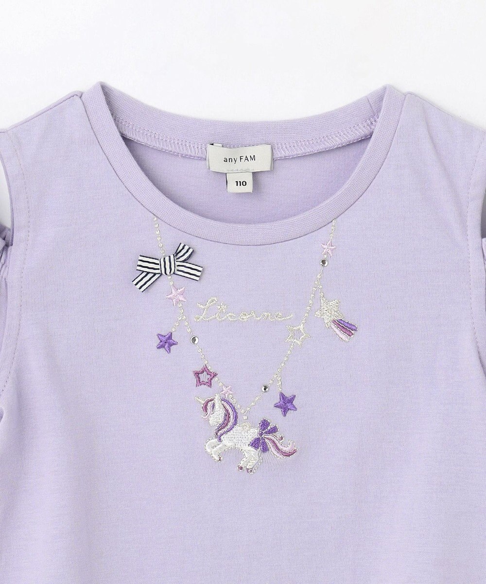 ANY KIDS 刺繍 オン・オフショルダー Tシャツ 