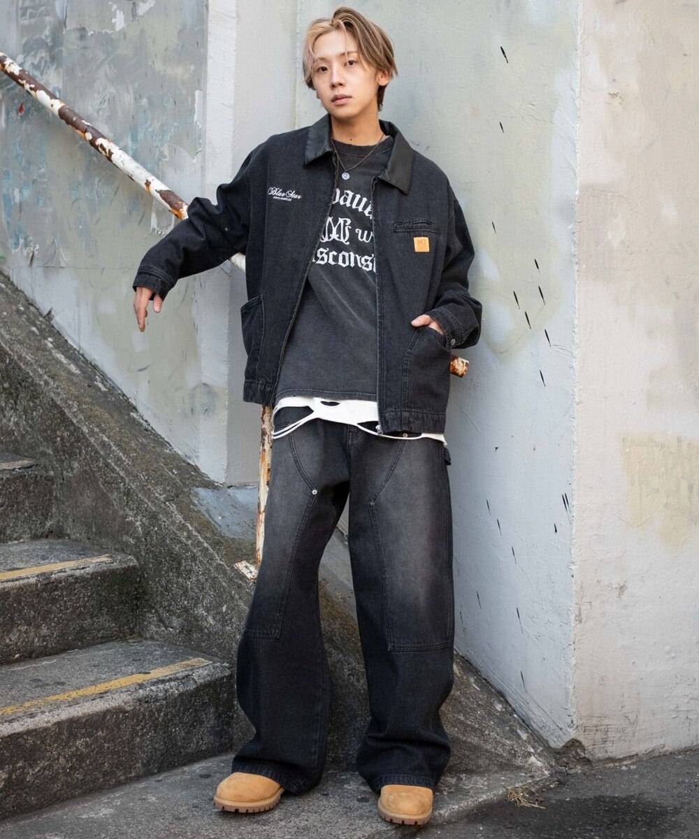 WEGO ワーカーズダブルニーデニムパンツ 