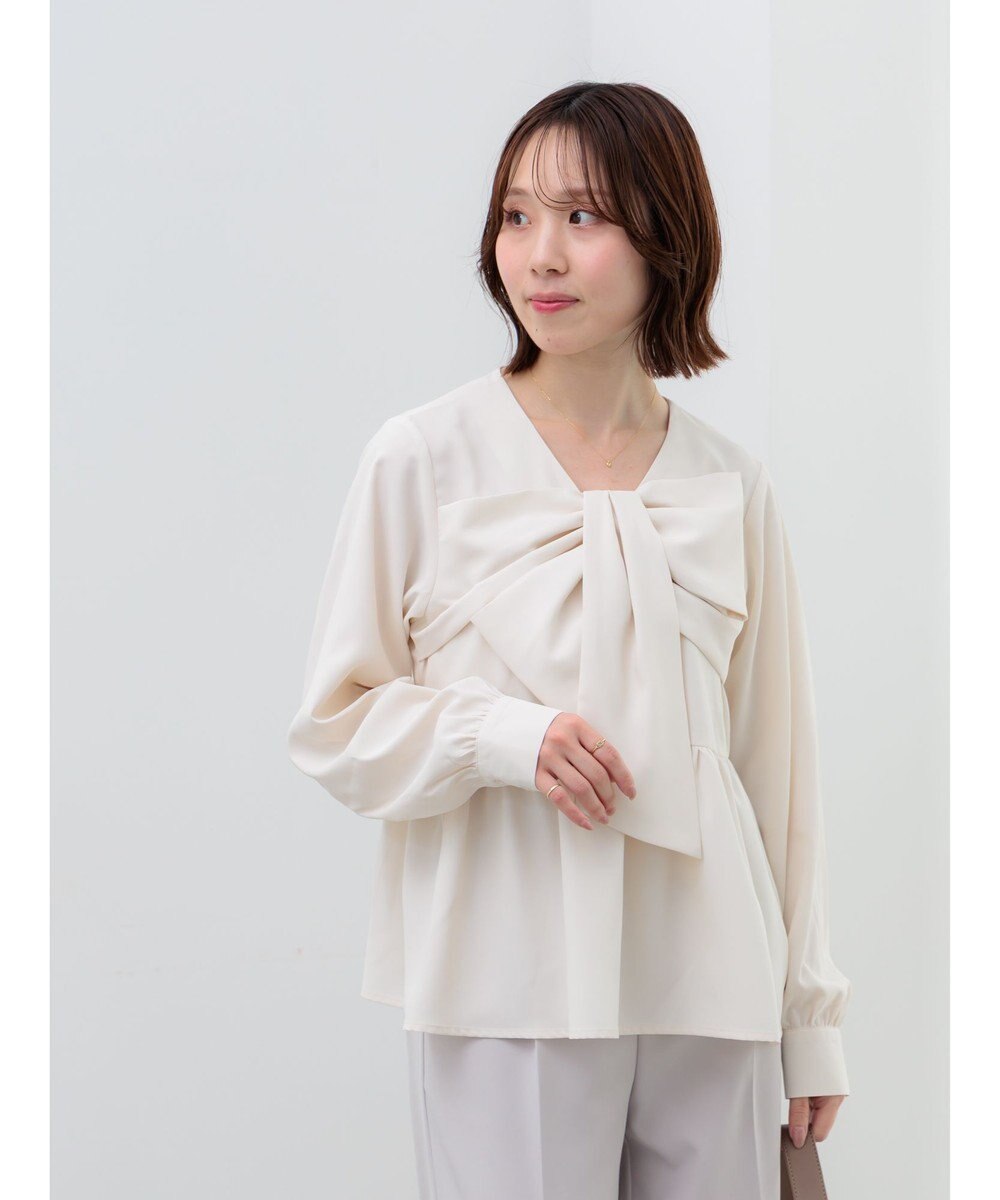 Te chichi リボンディテールペプラムブラウス 