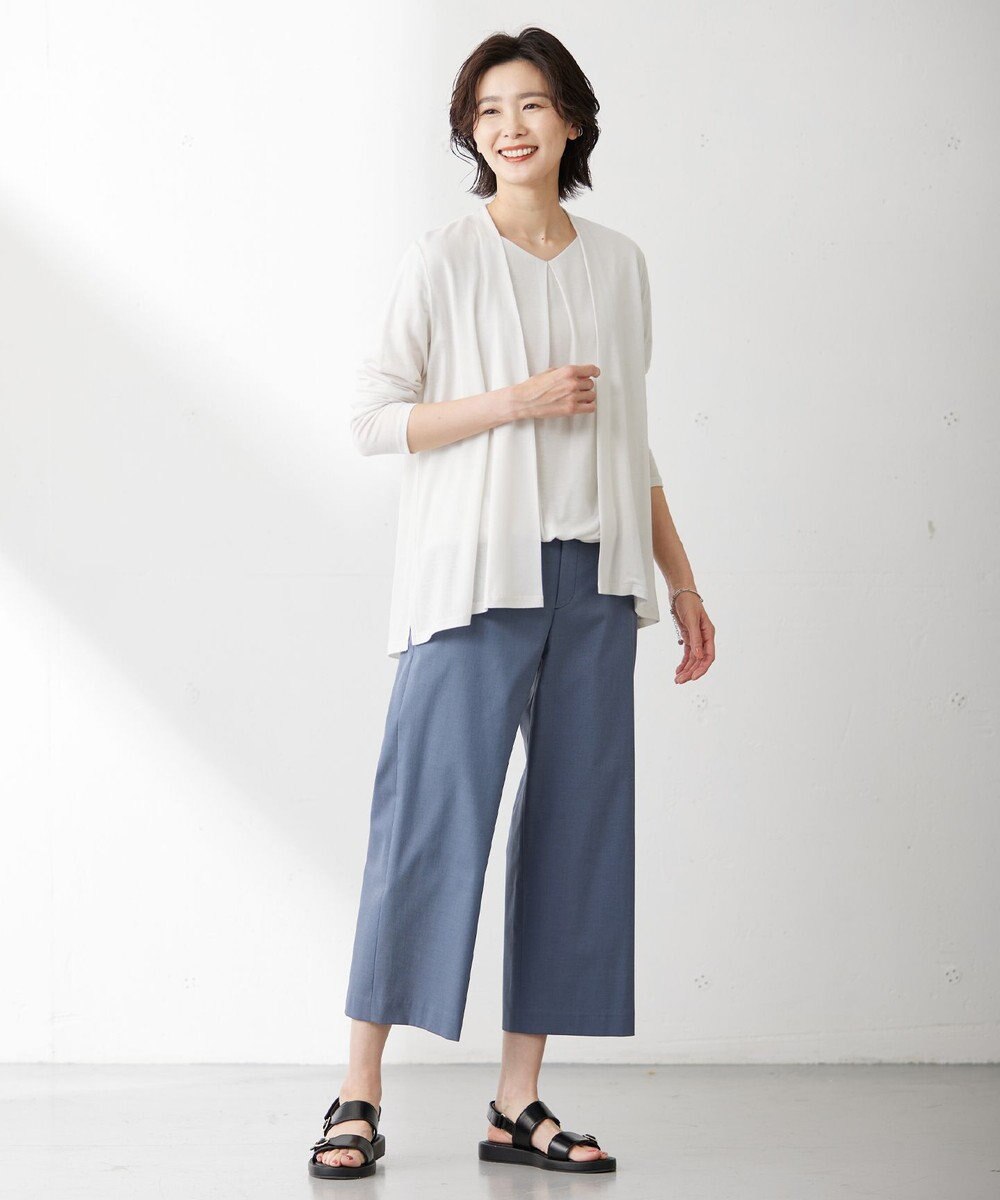 J.PRESS LADIES 【WEB限定カラーあり・セットアップ対応・洗える・撥水・防汚】コットンFITTYシャーク ワイド アンクル パンツ 