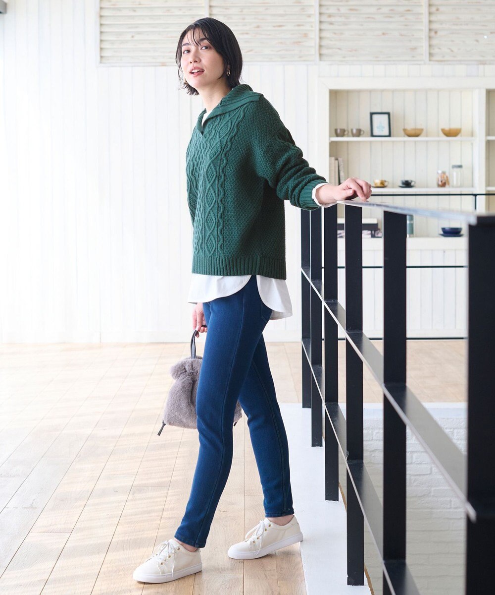 ANY 【洗濯機可】スキッパーソフトタッチアラン柄ニット 