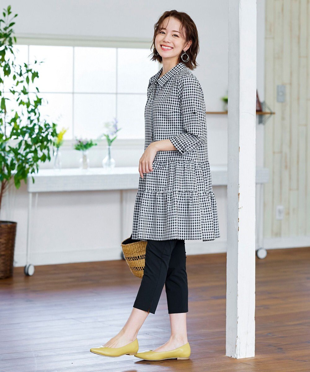 Tiaclasse L 【洗える】1枚で大人華やぐ2段ティアードシャツチュニック 