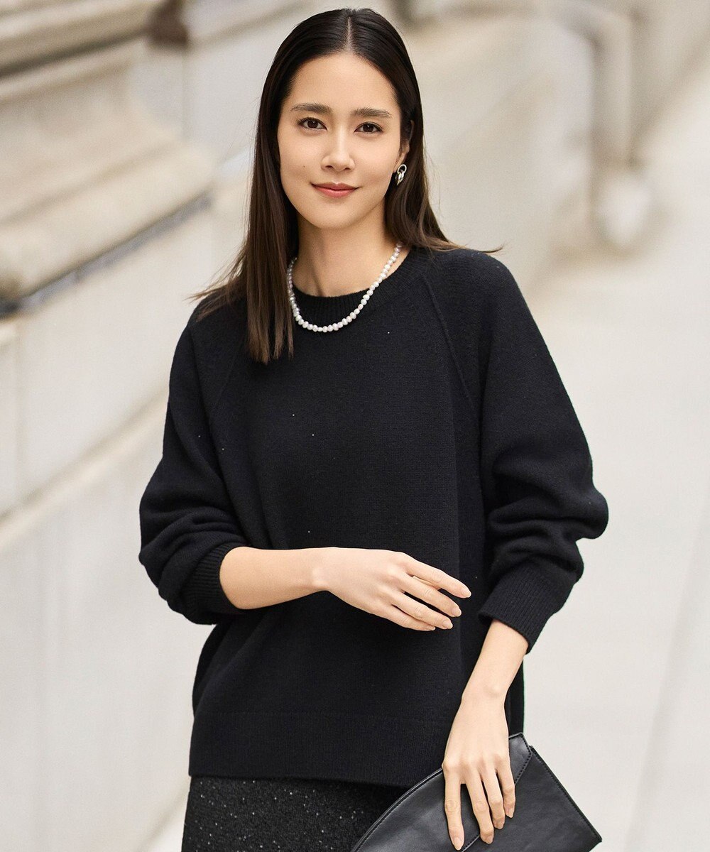 自由区 S 【カタログ掲載】ウールカシミヤブレンドスパンコールラグランスリーブ ニット 