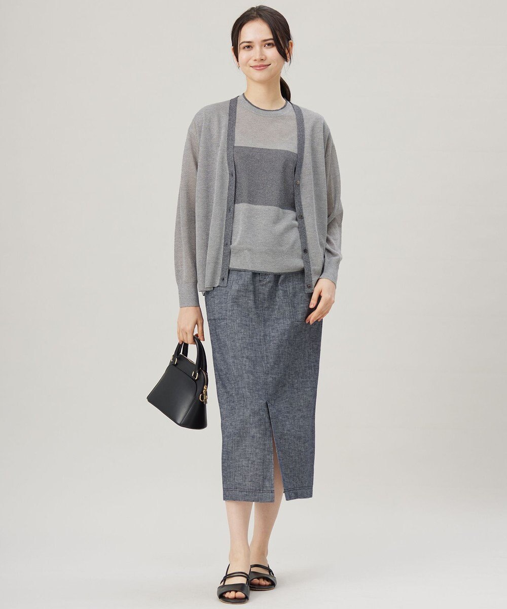 自由区 L 【アンサンブル対応・洗える】ラメシアー カーディガン 