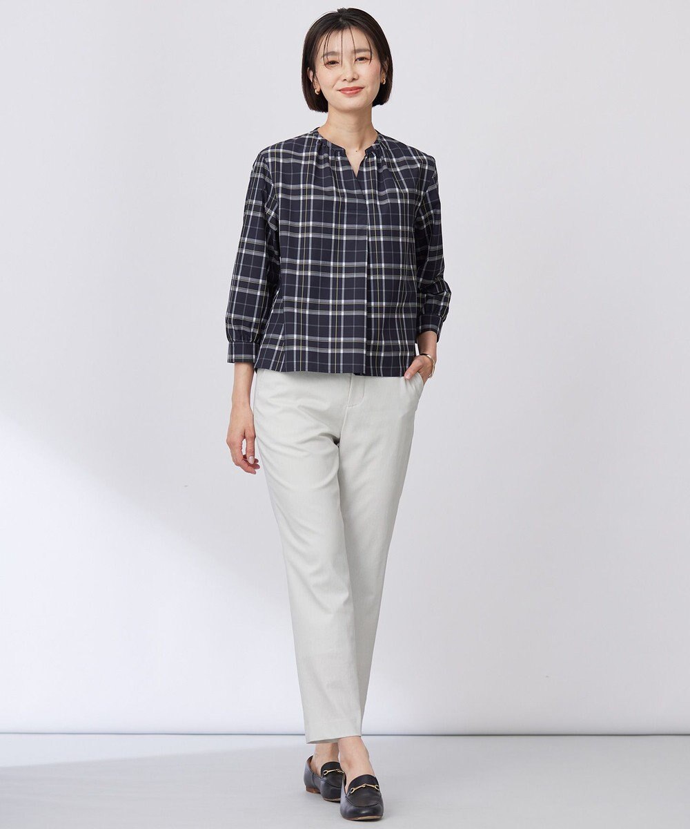 J.PRESS LADIES 【セットアップ対応・洗える】セルロースリネンストレッチ テーパード パンツ 