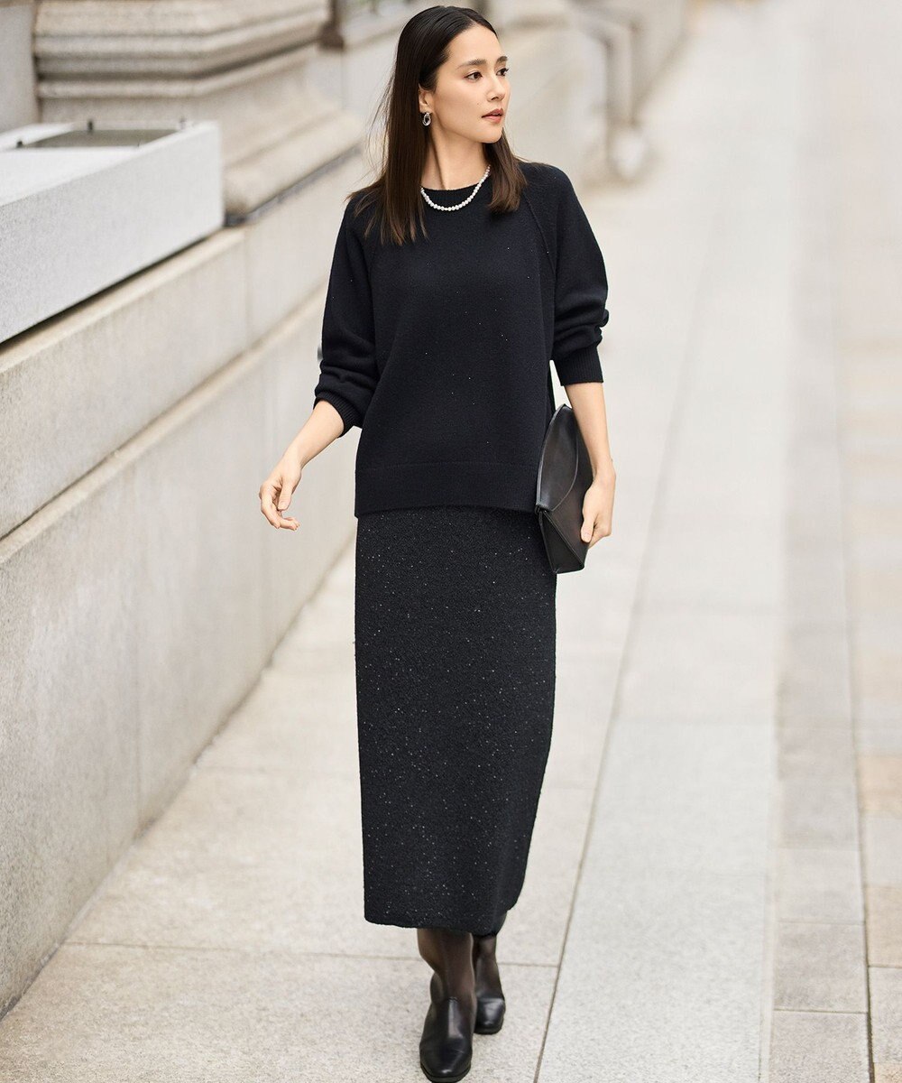 自由区 S 【カタログ掲載】ウールカシミヤブレンドスパンコールラグランスリーブ ニット 