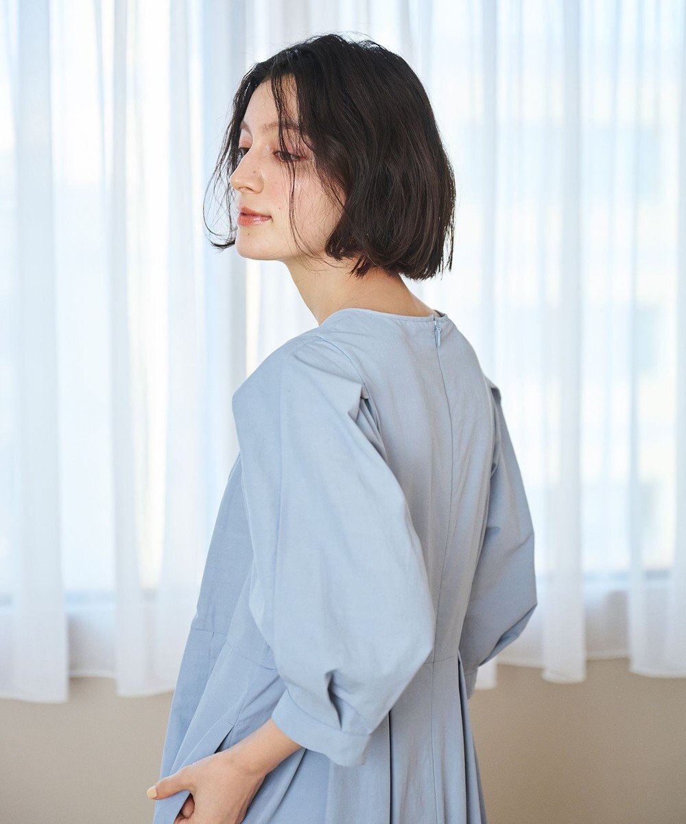 #Newans 【撥水加工/洗濯機可能】〈小柄さんにお勧め〉パフスリーブフレアワンピース 