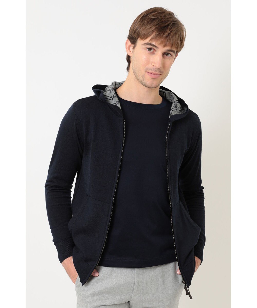 DAKS フード付きメリノウールカーディガン 