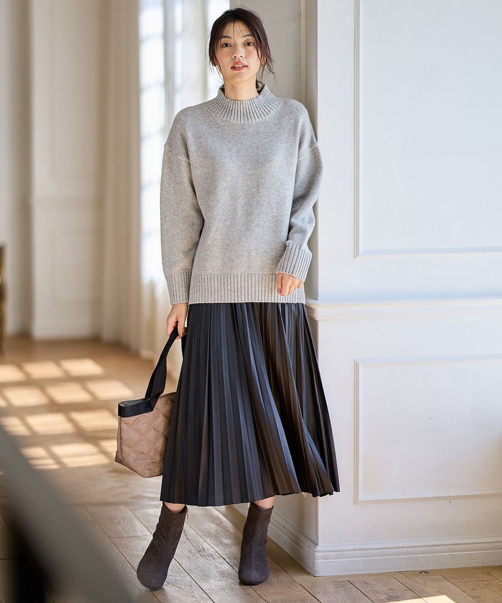 ANY L ラムウールボトルネックプルオーバー 