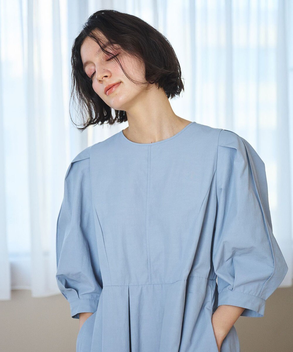 #Newans 【撥水加工/洗濯機可能】〈小柄さんにお勧め〉パフスリーブフレアワンピース 