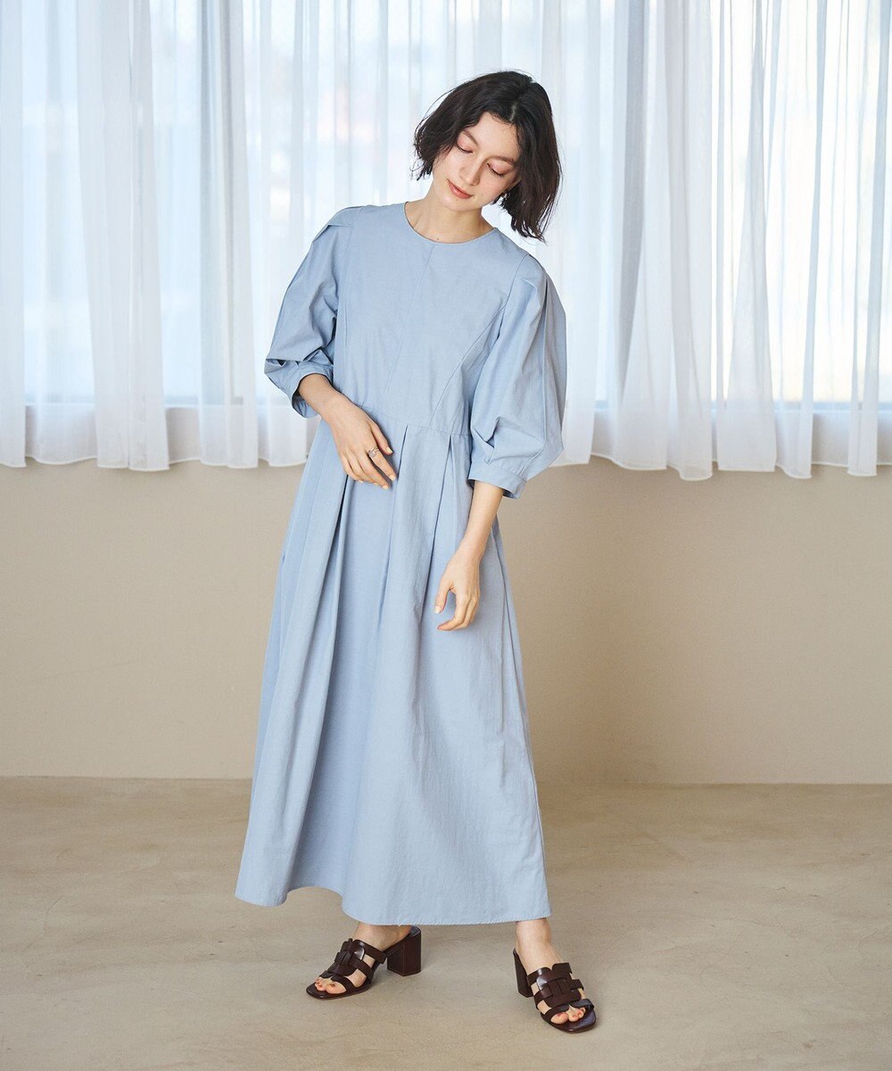 #Newans 【撥水加工/洗濯機可能】〈小柄さんにお勧め〉パフスリーブフレアワンピース 