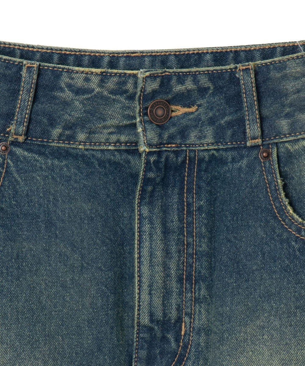 WEGO ヴィンテージウォッシュ台形デニムミニスカート 